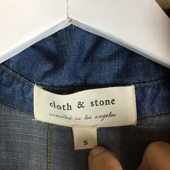 Anthropologie Cloth & Stone Acata Chambray Tencel Shift Dress S Causal Relaxed - Picture 7 of 8